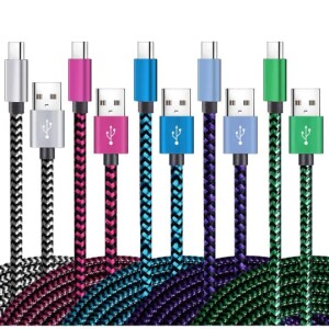 Câble de Chargeur rapide Tressés, USB Type C (6Ft 3A)compatibles avec Samsung S10e/note 9/s10/s9/s8 Plus et autre tel.